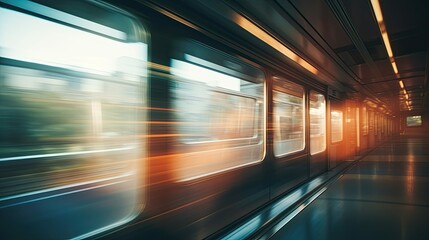 window blurred train interior