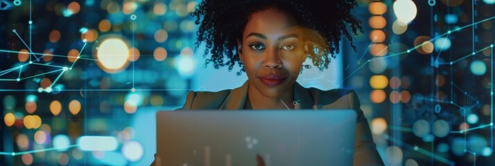 Happy Successful Businesswoman Browsing Internet, Checking Funny Memes on Social Media Network, While Using Laptop Computer in Creative Agency in the Evening.