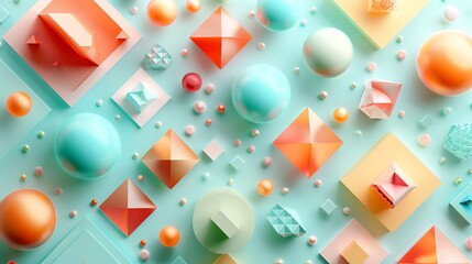 Mint background with polygon web that analyzing data on Mint and square pieces with Mint elements
