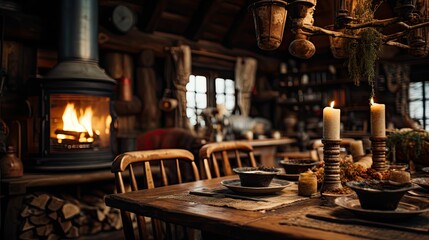 area blurred cabin interior