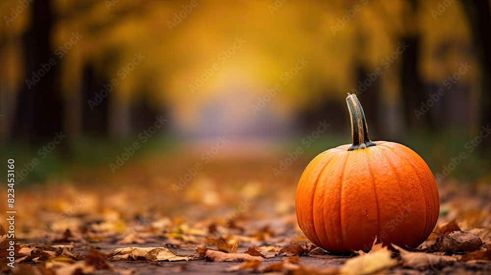 Wall mural orange single pumpkin background