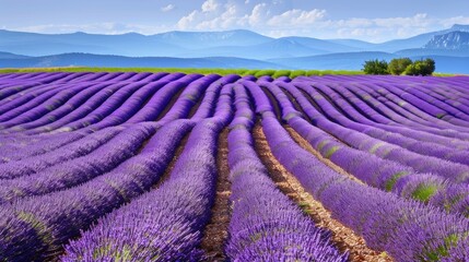 Majestic lavender fields stretching to the horizon