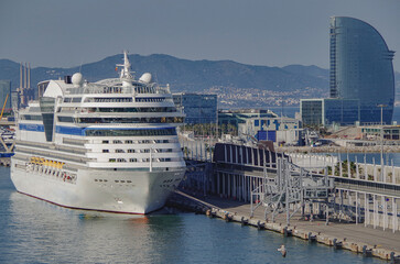 Modern German club cruiseship cruise ship liner Bella in port	