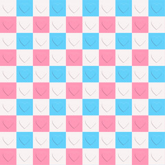 Seamless pattern in transgender concept.Pride month.Colorful heart repeat pattern.Graphic vector background.