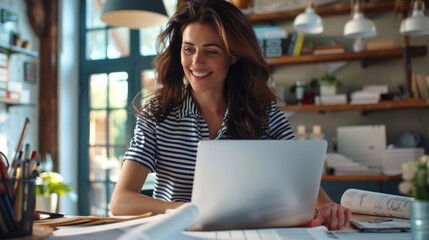 Fototapeta premium A Content Woman at Work