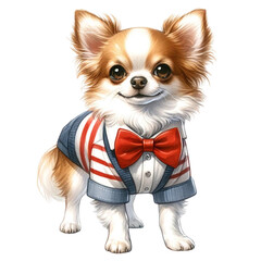 chihuahua puppy with red ribbon