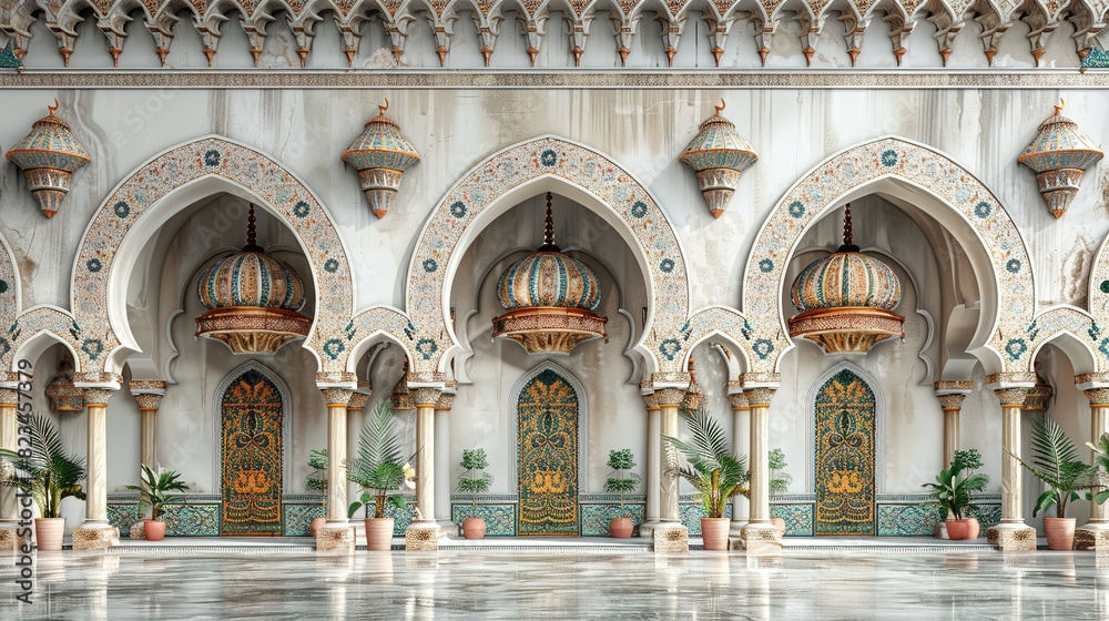 Wall mural A large, ornate building with three arched doorways