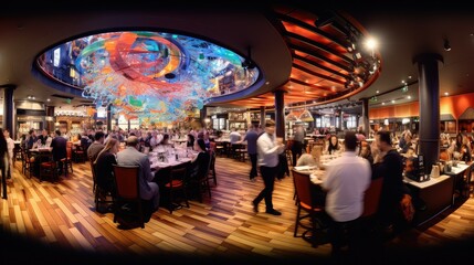 Fototapeta na wymiar restaurant blurred 360 interior