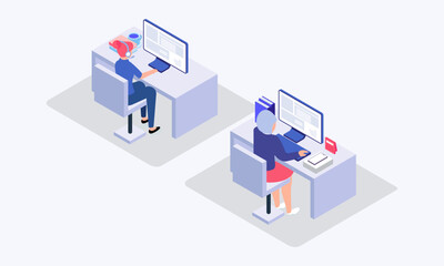 Call center vector isometric illustration