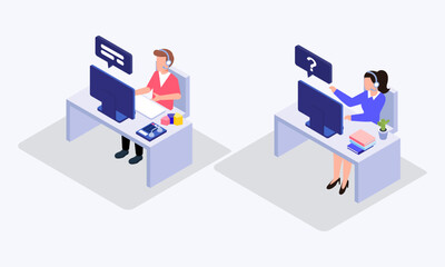 Call center vector isometric illustration