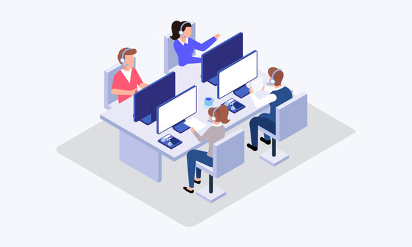 Call center vector isometric illustration