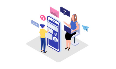 Call center vector isometric illustration