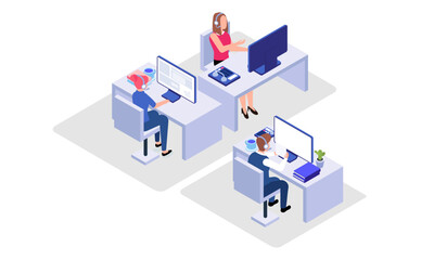 Call center vector isometric illustration