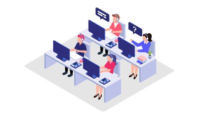 Call center vector isometric illustration
