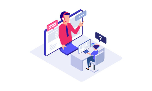 Call center vector isometric illustration