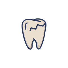 Fototapeta premium Caries thin line icon. Damaged enamel, sick tooth, crack isolated outline sign. Dental care, dentistry, healthcare concept. Vector illustration, symbol element for web design and apps