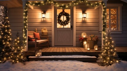 festive christmas lights wood