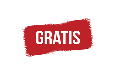 Brush style gratis red banner design on white background.