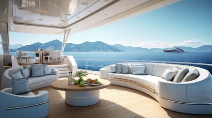 lounge blurred luxury boat interior
