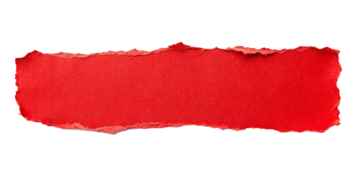 red torn paper isolated on transparent background