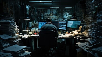 computer dark office space