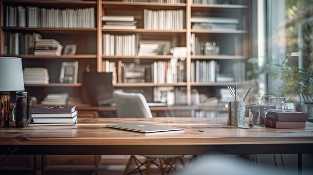 workspace blurred house interiors