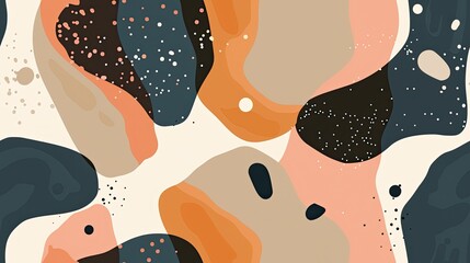 Fototapeta premium abstract paper cutouts form a seamless pattern against a muted backdrop, featuring generous white space in the center and playful shapes. SEAMLESS PATTERN