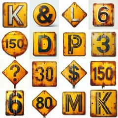 Yellow Road traffic sign Lettering Typeface. AI generated illustration