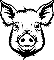 Pig head silhouette icon in black color. Vector template design.