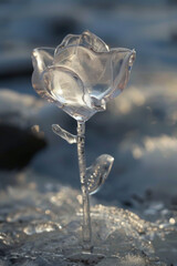 An isolated flower made from ice 