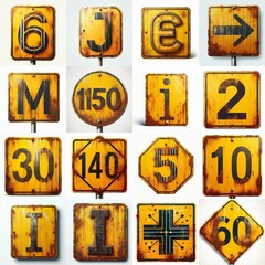 Yellow Road traffic sign Lettering Typeface. AI generated illustration