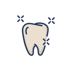 Healthy tooth thin line icon. Whitening, shining, molar isolated outline sign. Dental care, healthy teeth, dentistry concept. Vector illustration, symbol element for web design and apps