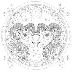 Fototapeta premium colouring book design of the zodiac sign GEMINI