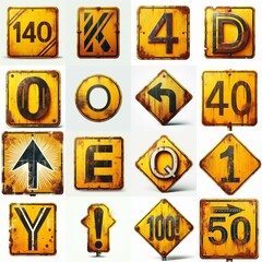 Yellow Road traffic sign Lettering Typeface. AI generated illustration