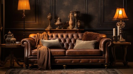 tufted brown sofa