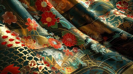  Success story, Founding Principles, cyber texture, traditional Japanese kimono patterns, HD