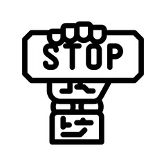 stop robot hand gesture line icon vector. stop robot hand gesture sign. isolated contour symbol black illustration