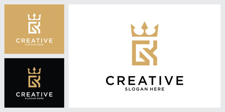 GK or KG initial letter logo design with crown icon vector.
