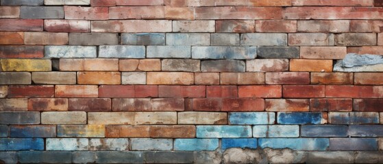 Weathered brick wall with natural color variations, ideal copy space