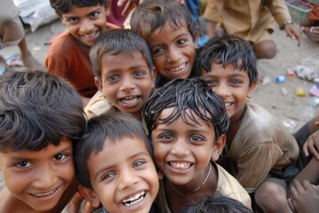 Group of young indian kids smiling at the camera. India. - Powered by Adobe
