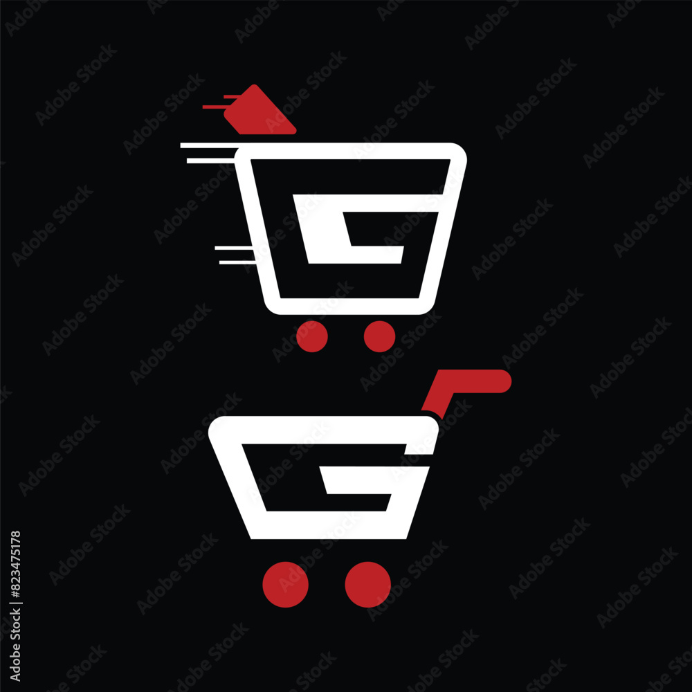 Wall mural g shopping cart logo design 