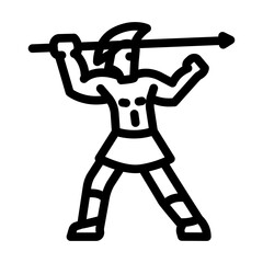 warior soldier roman greek line icon vector. warior soldier roman greek sign. isolated contour symbol black illustration