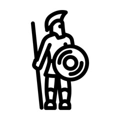 warior ancient soldier line icon vector. warior ancient soldier sign. isolated contour symbol black illustration