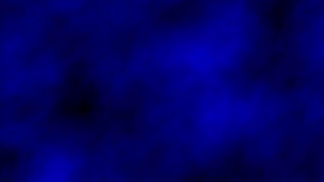 Drifting royal blue smoke on black background 4K. Bright blue poison mist flow vfx animation. Colorful fog spreads for intro, opener, cover, banner, presentation, web design. 3D texture. Dark backdrop
