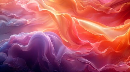 Obraz premium Vibrant, flowing abstract smoky texture in warm purple and orange tones for design.