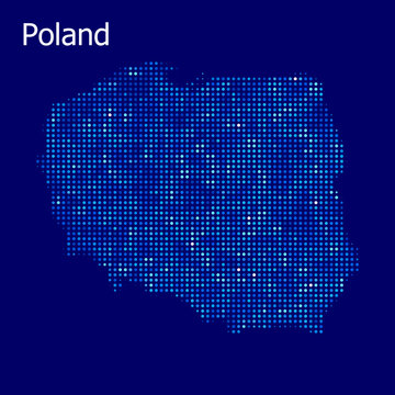 Fototapeta poland dotted map with blue bg
