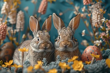 Fototapeta premium animal rabbit mammal wildlife cute nature bunny hare wild grass easter fluffy small fur green