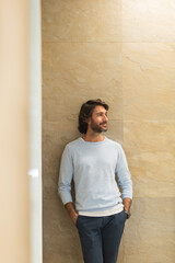 Fototapeta premium View of a young man with smartphone