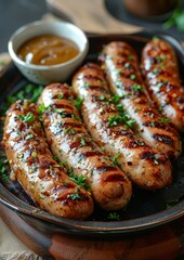Weisswurst - White sausages with a side of pretzels and sweet mustard.