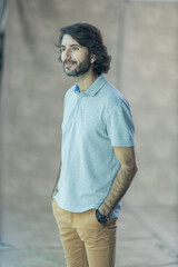 Fototapeta premium View of a young man with smartphone